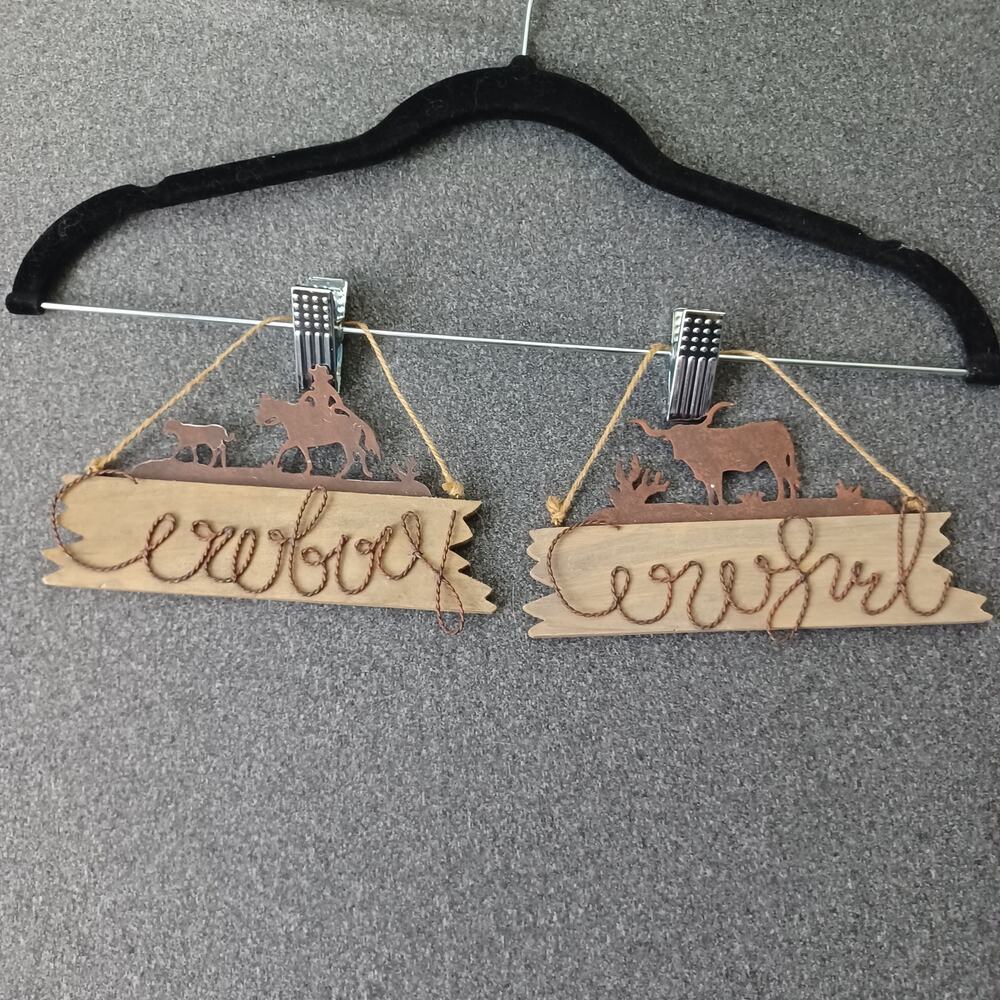 Cowboy and Cowgirl Wooden Small Signs